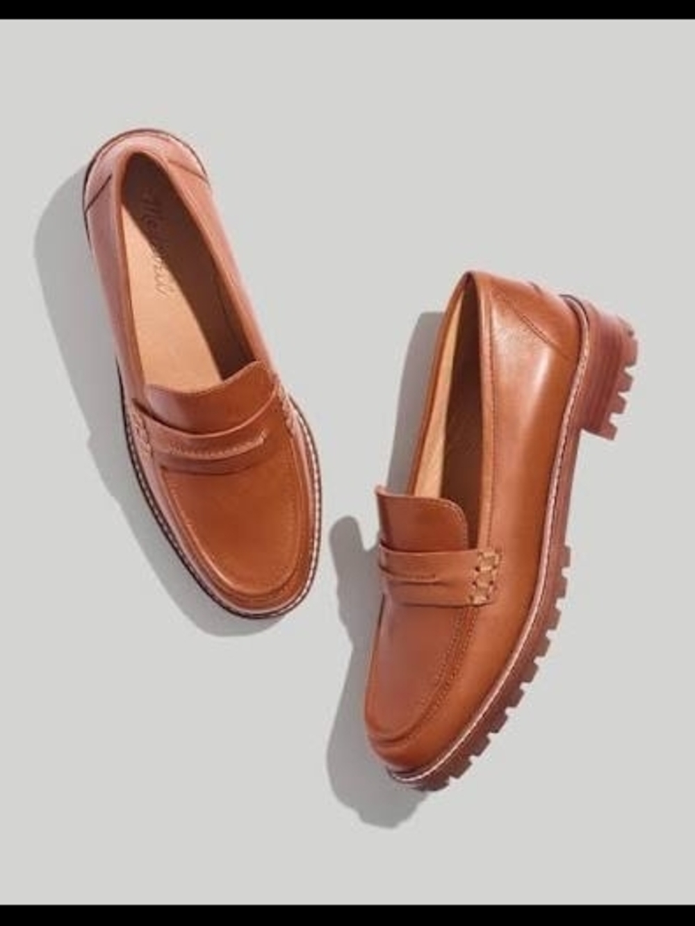 Madewell The Corinne Lugsole Loafers, featuring a chunky sole and leather